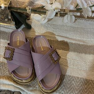 Purple Embellished Slide Sandals. NWOT